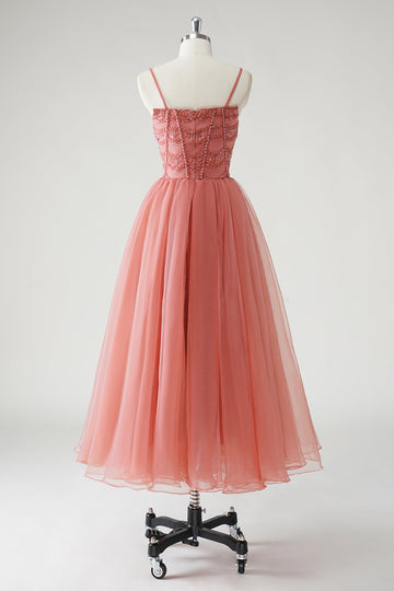 Blush A Line Spaghetti Bretelles Froncés Paillettes Corset Robe formelle